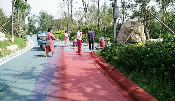美邦仿石材彩色防滑路面，携手共筑唯美园博会